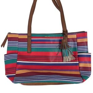 Relic Colorful Striped Tote Bag Y2K Boho‎ Eclectic Shoulder Bag Fishermancore